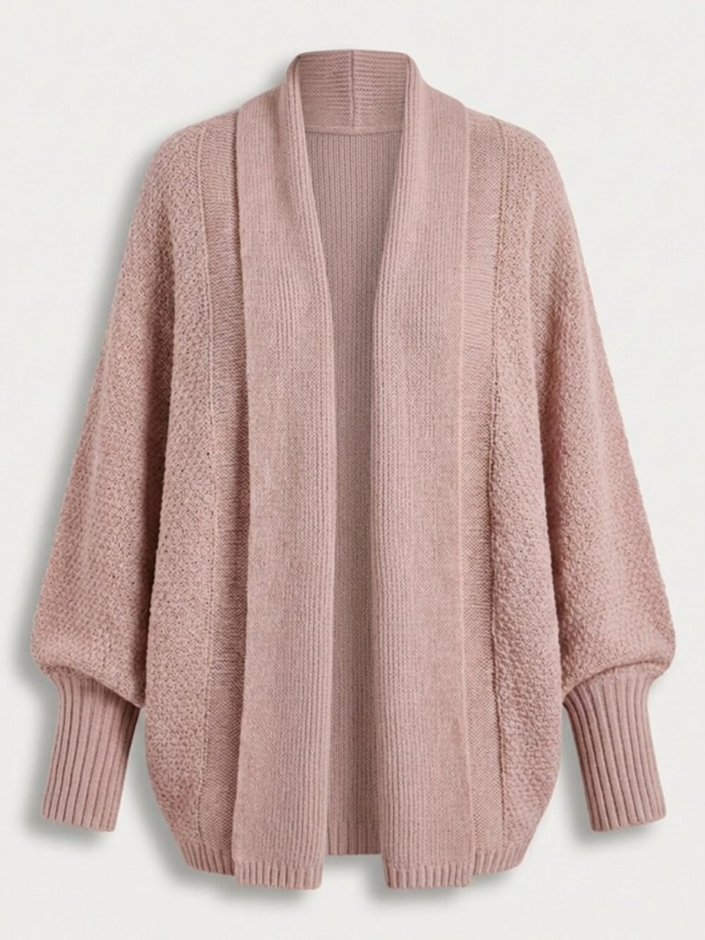 Lantern Sleeve Shawl Collar Cardigan Pink